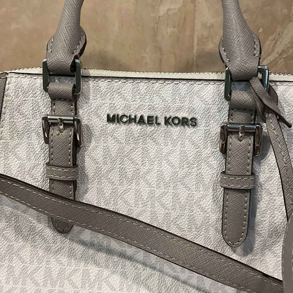 Michael Kors Two-Tone Light Gray & White Dome Satchel